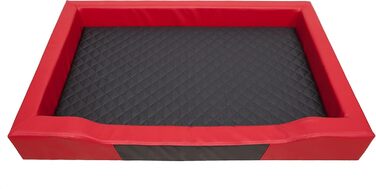 Крісло-ліжко для собак XL, 93x62 см, червоне екошкіра, чорна матрацна поверхня