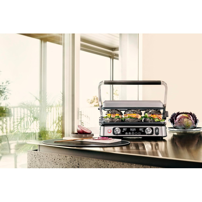 Електрогриль Braun MultiGrill 9 Pro CG 9160 з двома незалежними термостатами, 3 режимами приготування, антипригарними знімними пластинами, вбудованим термощупом, 2200 Вт, чорний/нержавійка