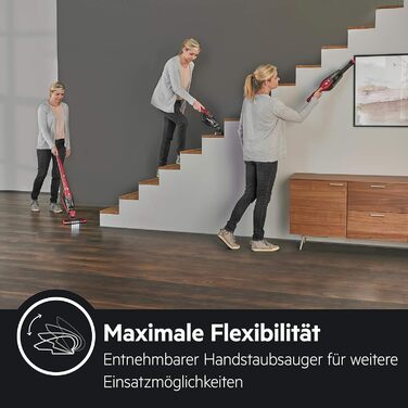 AEG Ergorapido CX7-2-45AN: Бездротовий пилосос 2-в-1, без мішка, з насадкою для шерсті тварин, 45 хв роботи, LED, червоний