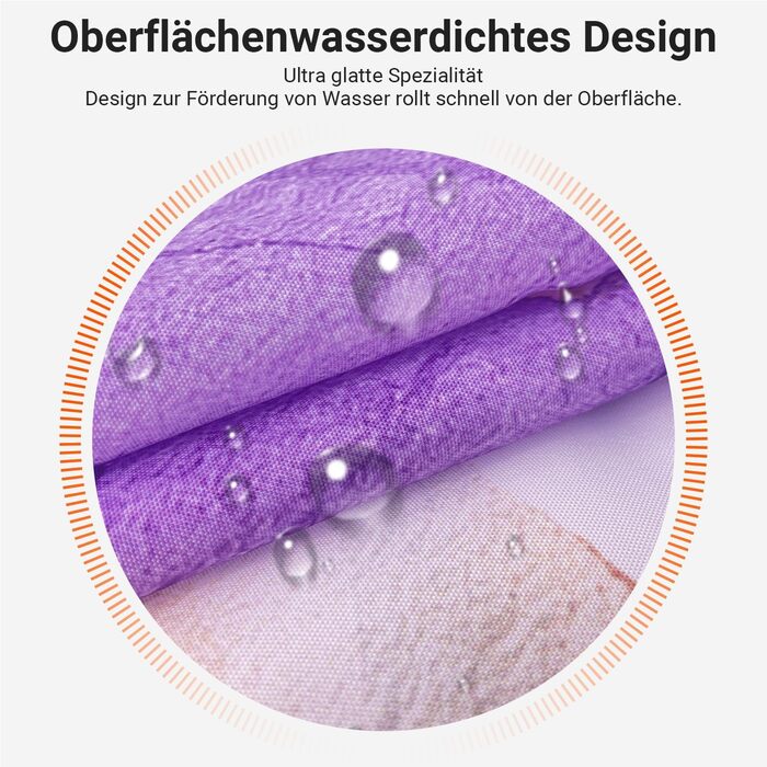 Штора для душу 240x200 см, квіти, поліестер, антигрибкова, водовідштовхувальна, з кільцями та утяжувачем (Ліловий)