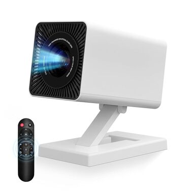 Портативний міні-проектор з Wi-Fi 6 та Bluetooth, 4K та 1080p, автоматична корекція трапецеїдальних спотворень, для ноутбука та смартфона. Білий колір, модель NEW
