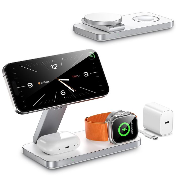 Зарядний станція MagSafe для Apple Watch та iPhone (білий)