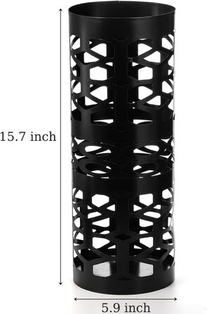 ZENFUN Metal Umbrella Stand - Freestanding Umbrella Holder for Entryway, Home, Office, Hotel - Black, 15x15x40 CM