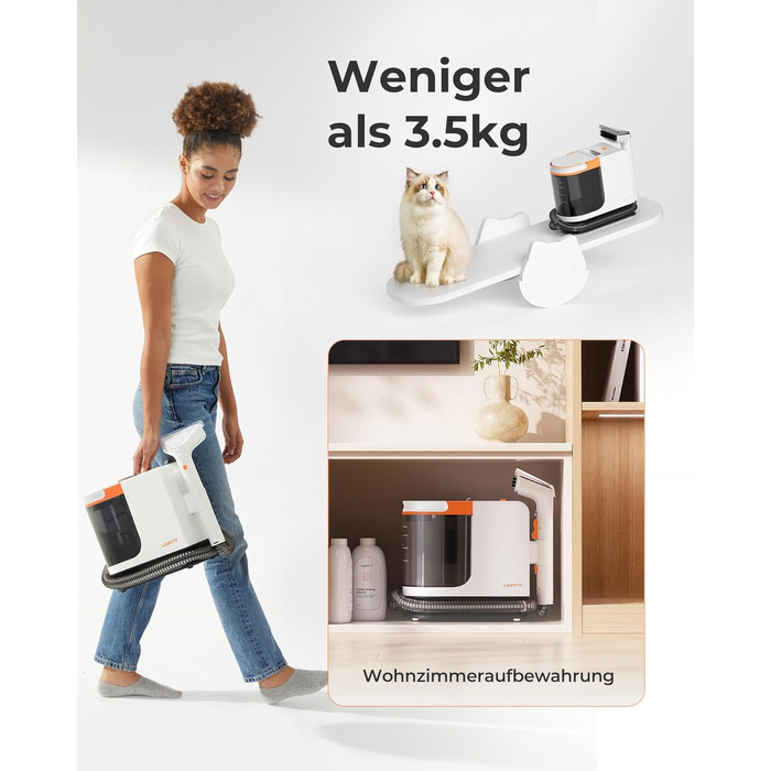 UWANT Пылесос для ковров і м'яких меблів, для диванів, килимів, оббивки, мокрий/сухий, потужність 12000Pa, 70dB (B200 Se)