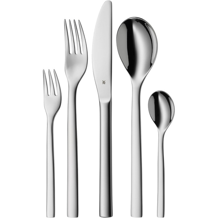 WMF Atria Stainless Steel Cutlery Set, 6 Place Settings, 30-Piece Dinner Cutlery Set, Monobloc Knives, Polished Cromargan Stainless Steel, Dishwasher Safe Table Cutlery