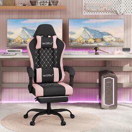 WOLTU Gaming Chair with Massage Function, Computer Chair with Pocket Spring Cushion, Ergonomic Gamer Recliner, Swivel Chair with Headrest, Lumbar Pillow, Footrest, Mesh Fabric, Black+Pink, GS15swr Black+pink Mesh Fabric