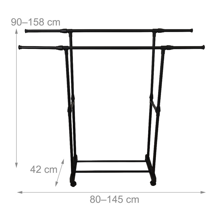 Relaxdays Clothes Rack with Wheels and Double Rod
