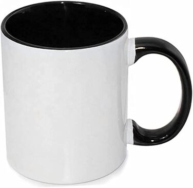 MR.R Sublimation Blanks, Dishwasher-Safe Ceramic Coffee Mugs with Black Color, Inner Cup and Handle, Drinking Cup, Cup for Milk, Tea, Cola, Water, 11 oz, Set of 6