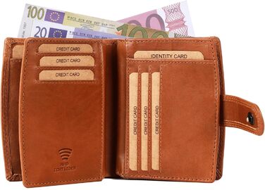 Жіночий гаманець Benthill з натуральної шкіри, RFID захист, коричневий, багато відділень, вінтажний стиль, подарункова коробка