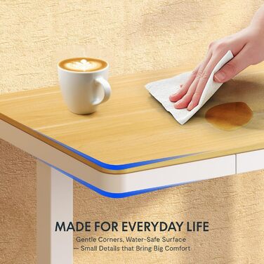 FLEXISPOT Electric Standing Desk with LED Display, Memory Function, USB Port & Drawer - 120x60cm Natural Oak