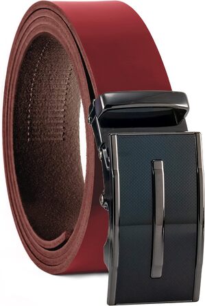 Чоловічий шкіряний ремінь Volmer ATG з автоматичною застібкою на пряжці | Ширина 35 мм, розмір пояса 125 см, регульований | Колір: бордовий