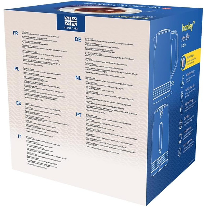 Електричний чайник Russell Hobbs Hanley Retro Jasmine, 1.7л, кремово-білий, 2400W, нержавіюча сталь, ретро-дизайн