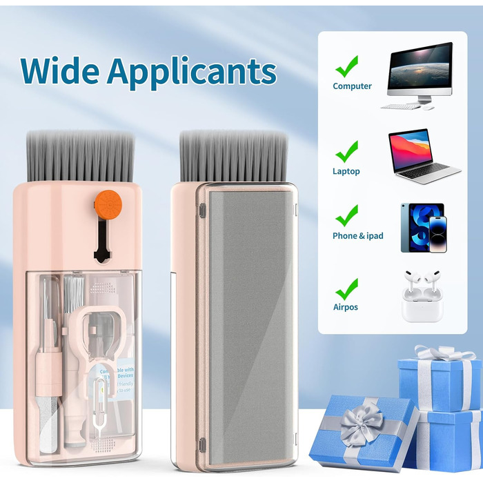 Набір для чищення клавіатури 12 в 1: для ноутбука, iPhone, MacBook, PC, камери (рожевий)