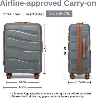 Набір валіз KONO 2 шт: ручна валіза-тележка 56 см + косметичка з поліпропілену, жорсткий корпус, 4 колеса, TSA-замок (кремовий білий)