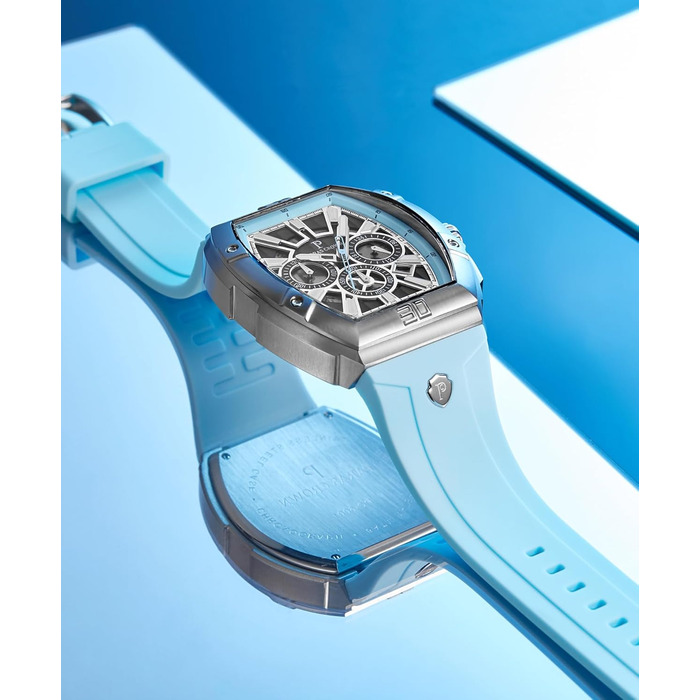 Чоловічий годинник-хронограф на кварцовому механізмі з японським годинниковим механізмом, 5ATM, корпус з нержавіючої сталі, ремінець з силікону (Blue3)