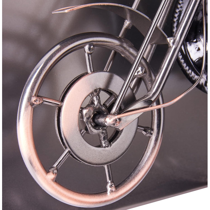 BRUBAKER Motorcycle Wine Bottle Holder Set - Wall Art Picture Metal - with 3 Glass Holders - including Greeting Card for Wine Gift
