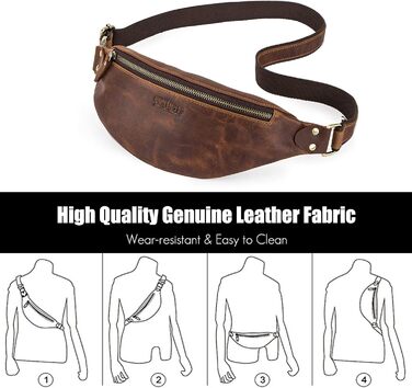 Чоловіча сумка через плече FANDARE з натуральної шкіри, бананка, поясна сумка для подорожей, туризму, занять спортом (Димно-коричневий)