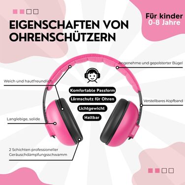 ESTRO Захист слуху для дітей - навушники шумопоглинання, рожеві EM1