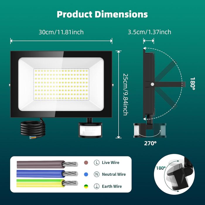 Viugreum 2Pack 150W LED Flood Lights Outdoor with Motion Sensor, 15000LM Outdoor Light, Cold White Spotlight with Remote Control, Floodlight Outdoor Spotlight, IP67 Waterproof, Floodlight with 2 Screws for Garden