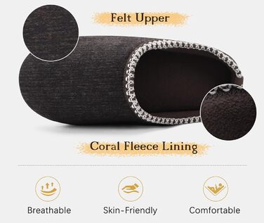 Тапочки чоловічі COFACE з м'якою піною Memory Foam, зручні, для дому та вулиці, темно-коричневі, 47 EU