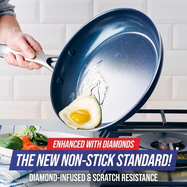 Набір сковорідок Blue Diamond Cookware Diamant, 2 шт. (24 см, 28 см), керамічне антипригарне покриття, без PFAS, для всіх типів плит (крім індукційних)