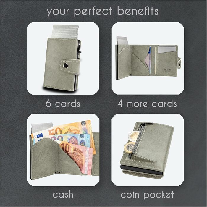Чоловічий гаманець Slimfin® Maxi з відділом для монет - картхолдер - RFID захистом, пісочно-зелений