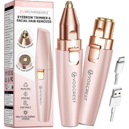 Триммер для обличчя та брів 2-в-1 VG VOGCREST з LED-підсвічуванням (Рожеве золото)