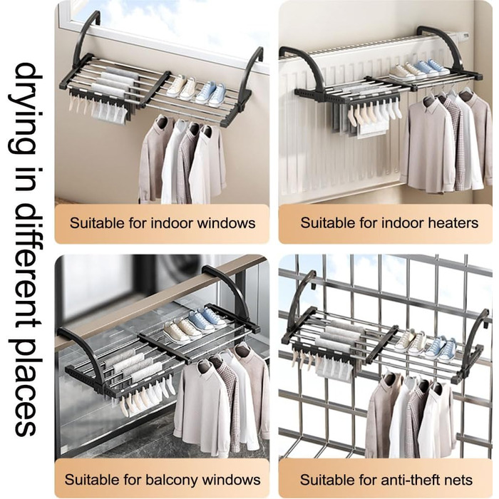 Висувна сушилка для білизни з нержавіючої сталі, турбо-тип, 6 крил, 3 рівні, для дому та вулиці, 64-110 см