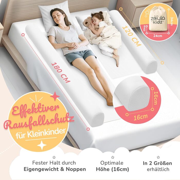 Надувне дитяче ліжко для подорожей - ліжко з захистом від падіння та вбудованим насосом - Портативне дитяче туристичне ліжко з тканиною Oeko-Tex - Ідеально для кемпінгу, готелів та дому (1 шт, 180 см)