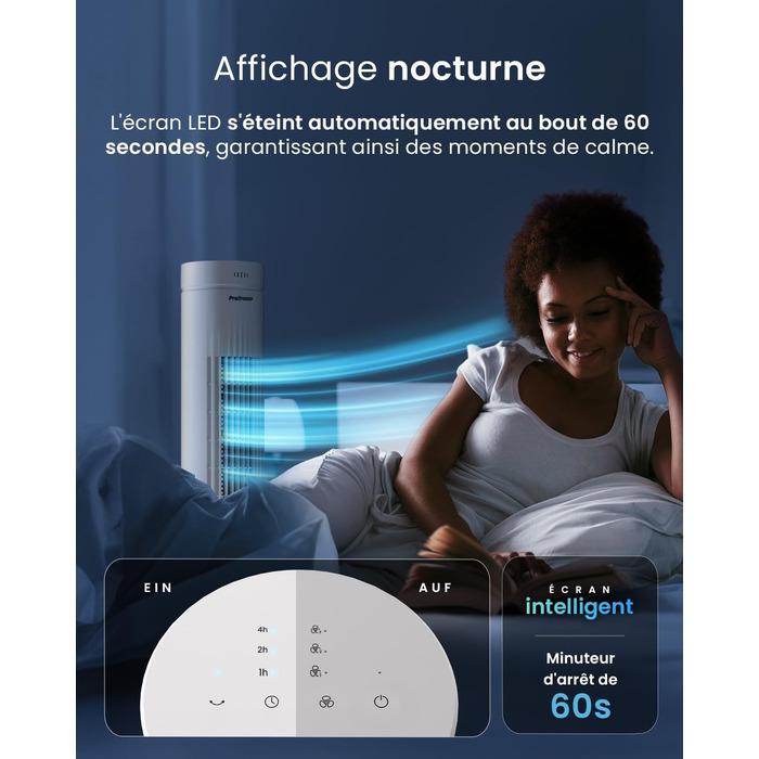 Турбовентилятор Pro Breeze з пультом керування, 76 см, коливання 65°, таймер, 3 швидкості – потужний та енергоефективний, тихий вентилятор для спальні та офісу, білий