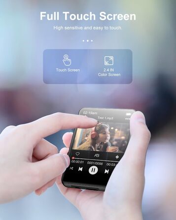 MP3 плеєр 64GB Bluetooth 5.3 HiFi з металевим корпусом, радіо FM, диктофон, сенсорний екран 2.4