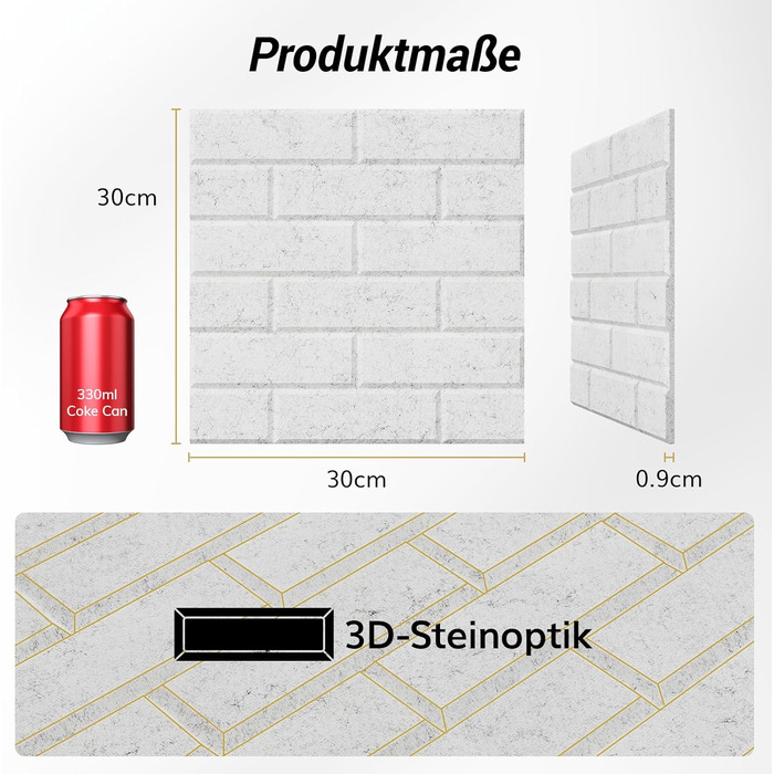 Акустичні панелі TONOR під цеглу самоклеючі, 18 шт (30x30x0.9 см), шумоізоляційні панелі для стін, звукопоглинаючі плити для вітальні та студії, сірі