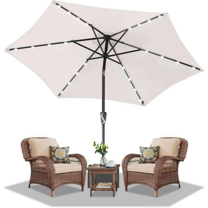 Daromigo Patio Umbrella Ø270 / 350cm with Crank | Canopy Umbrella Garden Umbrella Sun Protection UV Protection 50+ | Crank Umbrella Market Umbrella Waterproof for Garden, Balcony, without Stand