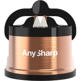 AnySharp Pro металевий точильник для ножів з фіксацією PowerGrip, універсальний для всіх кухонних ножів (зубчасті, з гартованої сталі), найкраща якість, мідний метал