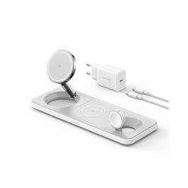 Складана бездротова зарядна станція Anker MagGo 3-в-1 Qi2 15W для iPhone 17/16/15/14/13/12, Apple Watch Ultra та AirPods Pro (з адаптером USB-C та кабелем)