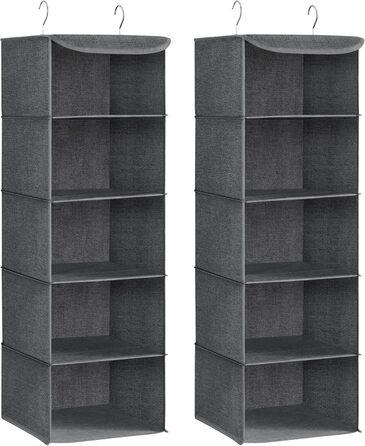 Організатор для шафи SONGMICS, навісний, складний, з металевими гачками та бамбуковими вставками (сірий, 2 шт.)