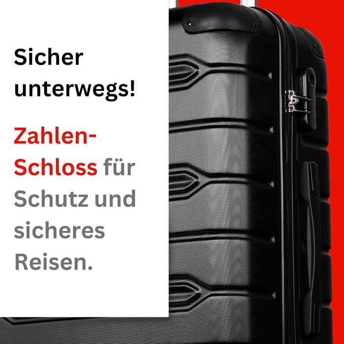Чемодан NOWI Rhodos – 3-секційний, жорсткий, з ABS, кодовий замок, 4 колеса, розширюваний, 360° обертання, легкий та міцний. Розміри M, L, XL (Чорний)