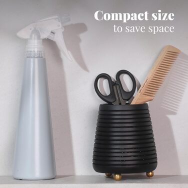 Folkulture Bathroom Toothbrush Holder, Modern Wooden Toothbrush and Toothpaste Holder (Black Grooves)