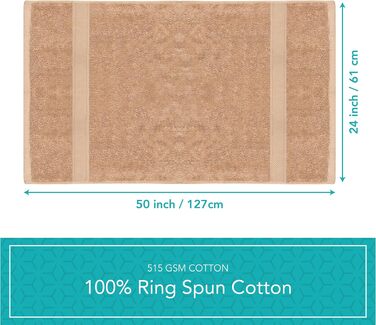 Набір банних рушників Pleasant Home, 6 шт, 61 x 127 см, 100% бавовна, 500-515 г/м², м'які та гігроскопічні рушники люкс для ванної, спортзалу та спа (Колір: Мокко)