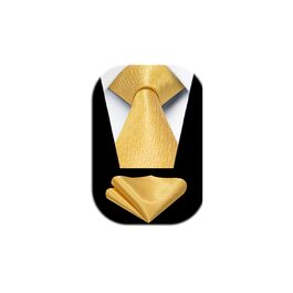 Краватка чоловіча Enlision однотонна для весілля з нагрудником, комплект, формальна краватка та кишеньковий хустинка (жовта)