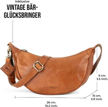 Сумка через плече Berliner Bags Luna з натуральної шкіри, коричнева. Містка жіноча сумка-банан