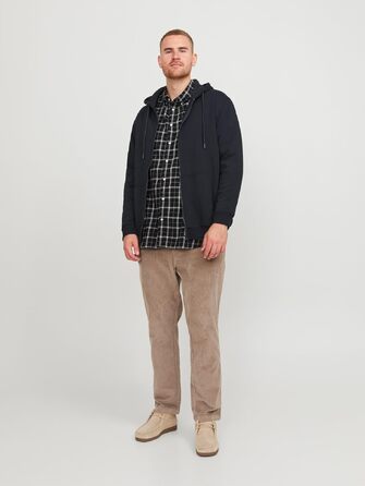 Чоловіча однотонна толстовка з капюшоном на блискавці Jack & Jones Zip Hoodie, чорна, розмір 4XL