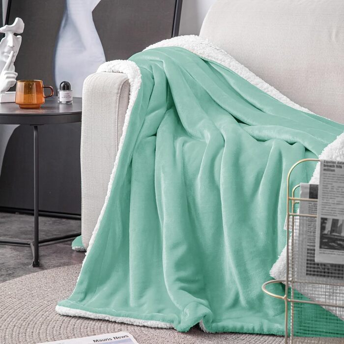 Плед Mixibaby для дому, теплий та м'який, 150 x 200 см, м'ятний колір