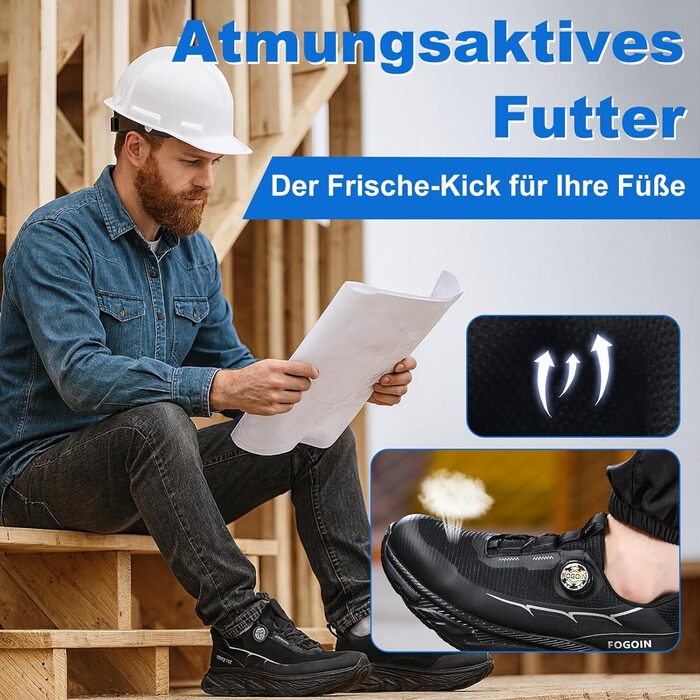 Черевики робочі чоловічі/жіночі S3 з металевим носком, Explorer 3.0. Легкі, спортивні, зручні, дихаючі, з поворотним замикачем, 42 EU, A267, чорні