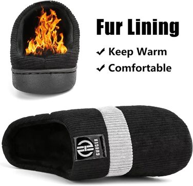 Тапочки зимові плюшеві для дому, чорні, розмір 36-51 (EU 44/45)