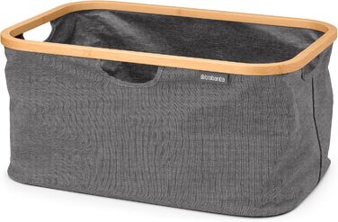 Brabantia складаний кошик для білизни 40 л, водонепроникний, з бамбуковим краєм, для сухої та мокрої білизни, чорний