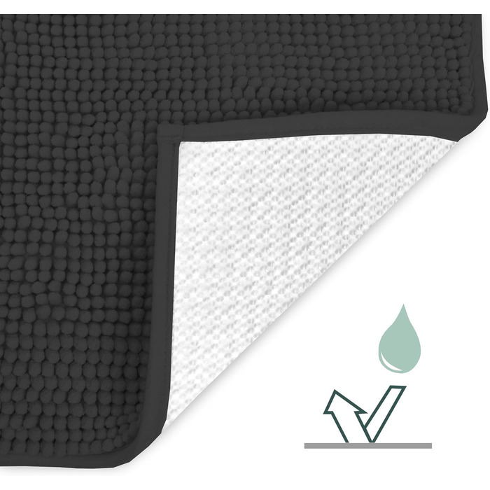 Килимок для ванної кімнати Beautissu BeauMare WR, 50x80 см, чорний, з мікрофібри, антиковзаючий, для ванної