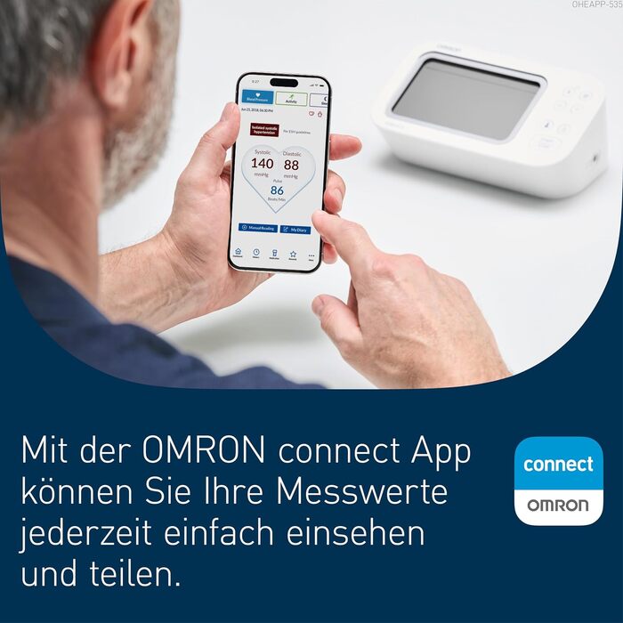 Тонометр OMRON X7 Smart AFIB: автоматичний, з визначенням фібриляції передсердь, клінічно перевірений, для діабетиків, з додатком для смартфона, 22-42 см