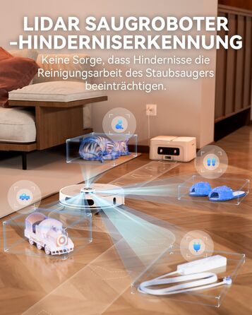 Робот-пилосос Tesvor S8 Pro з функцією миття - 8000Pa, LiDAR-навігація, 240 хв роботи, керування через додаток/Alexa, для прибирання шерсті тварин, килимів та твердих підлог