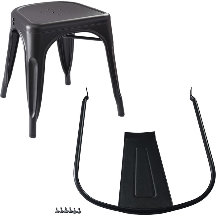 Набір з 4 стільців Amazon Basics Bistro, металеві, чорні, 51x43x85 см - для кухні та вулиці